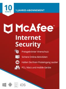 McAfee Internet Security 1 Jahr 10 Geräte Abonnement