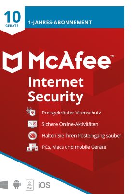 McAfee Internet Security 1 Jahr 10 Geräte Abonnement